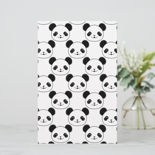 かわいいパンダの白黒の模様 便箋 (スタンド正面)