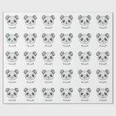 かわいいパンダの白黒パターン ラッピングペーパー (フラット)