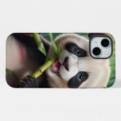 かわいいパンダの竹を食べる姿 iPhoneケース (裏面横)