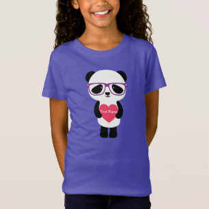 かわいいパンダの紫色 Tシャツ