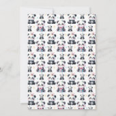 かわいいパンダの緑の葉ニュートラル赤ちゃんシャワー 招待状 (裏面)