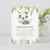 かわいいパンダの緑の赤ちゃん男女兼用シャワー サンキューカード (スタンド正面)