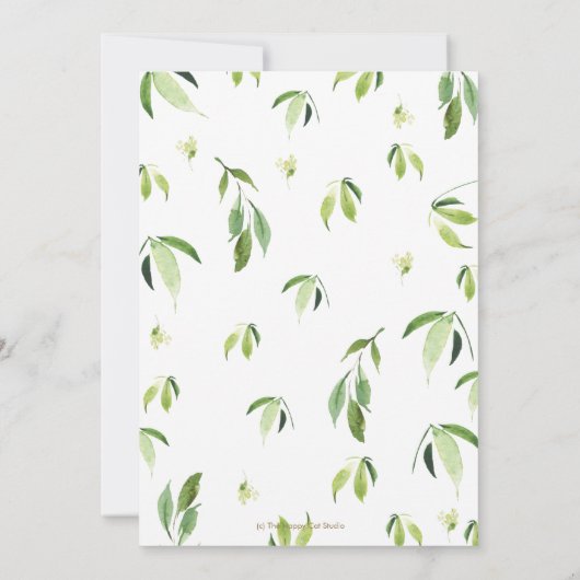 かわいいパンダの緑の赤ちゃん男女兼用シャワー サンキューカード (裏面)