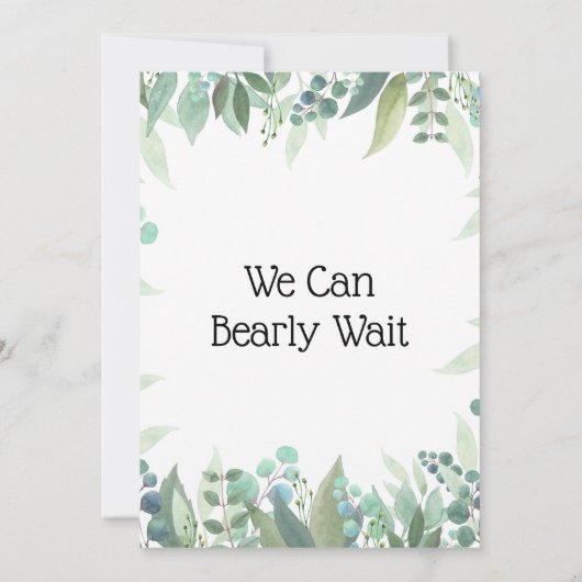 かわいいパンダの緑の赤ちゃん男女兼用シャワー 招待状 (裏面)