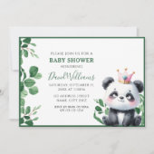 かわいいパンダの緑男女兼用の赤ちゃんシャワー 招待状 (正面)