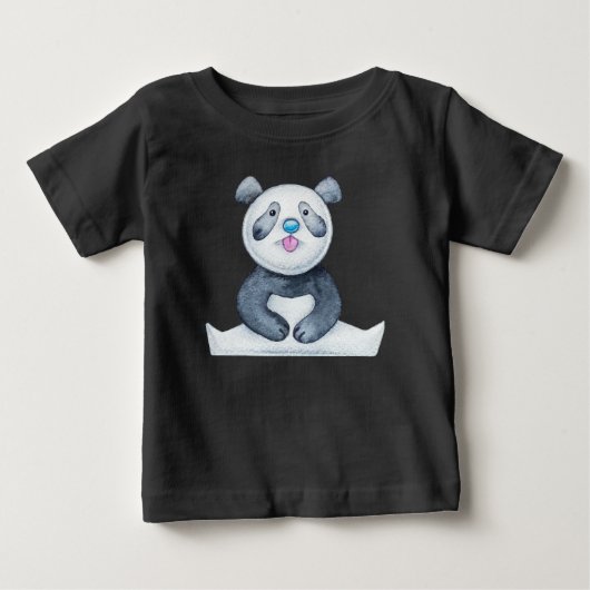 かわいいパンダの舌出し ベビーTシャツ (正面)