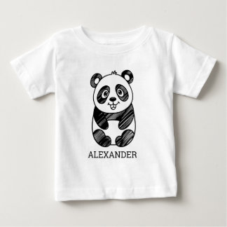 かわいいパンダの落書き、お子様へのプレゼントに最適！ ベビーTシャツ