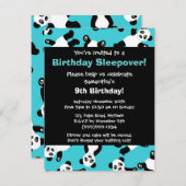 かわいいパンダの誕生日のSleepoverのパーティの招待状 招待状 (正面/裏面)