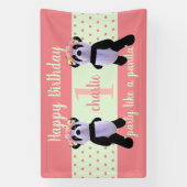 かわいいパンダの誕生日パーティバナー 横断幕 (縦)