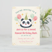 かわいいパンダの誕生日パーティーの招待状 招待状 (スタンド正面)