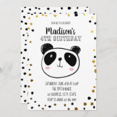 かわいいパンダの誕生日パーティーの招待 招待状 (正面/裏面)