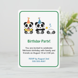 かわいいパンダの誕生日パーティー 招待状