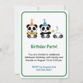 かわいいパンダの誕生日パーティー 招待状 (正面)