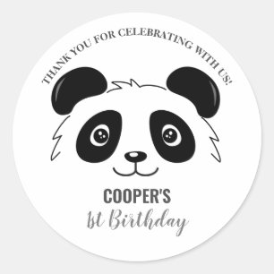 かわいいパンダの誕生日ベイビーパーティー 黒と白 ラウンドシール
