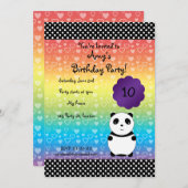 かわいいパンダの誕生日招待状 招待状 (正面/裏面)