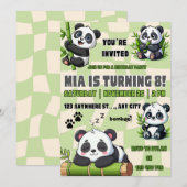 かわいいパンダの誕生日招待状🎉 招待状 (正面/裏面)