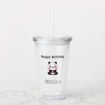 かわいいパンダの誕生日黄色
