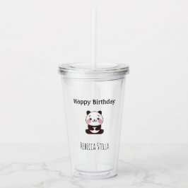 かわいいパンダの誕生日黄色 アクリルタンブラー