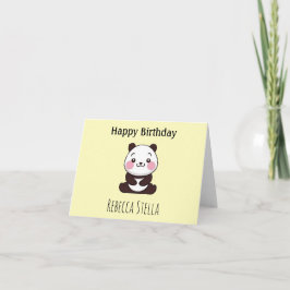 かわいいパンダの誕生日黄色 サンキューカード