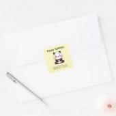 かわいいパンダの誕生日黄色 スクエアシール (封筒)