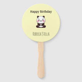 かわいいパンダの誕生日黄色 ハンドファン