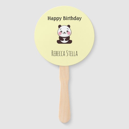 かわいいパンダの誕生日黄色 ハンドファン (正面)