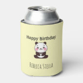 かわいいパンダの誕生日黄色 缶クーラー (缶正面)