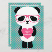かわいいパンダの誕生日 招待状 (正面/裏面)