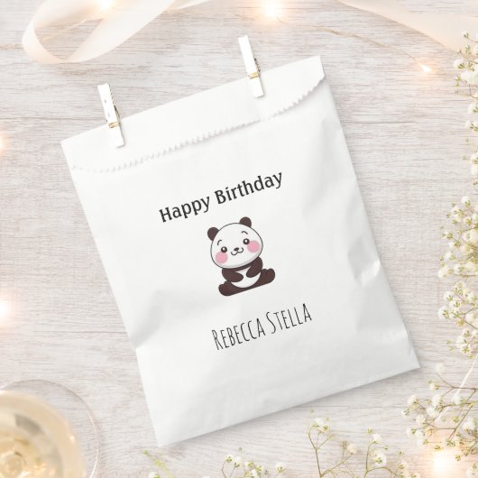 かわいいパンダの誕生日 白 フェイバーバッグ (クリップ留めされた状態)