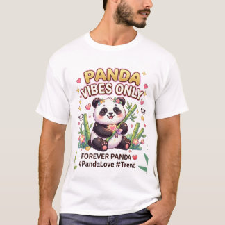 かわいいパンダの雰囲気だけ - エステティック フラワーズ Tシャツ