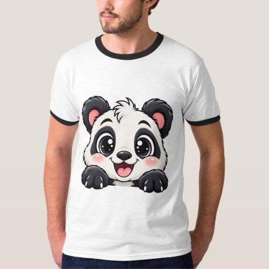 かわいいパンダの顔出しパネル Tシャツ (正面)