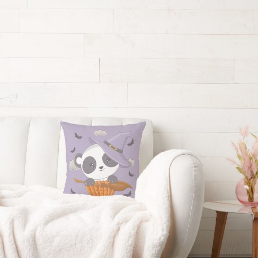 かわいいパンダの魔女とこうもり紫ハロウィーン クッション (ソファ)