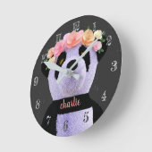 かわいいパンダの黒と白のルースト時計 ラウンド壁時計 (傾斜)