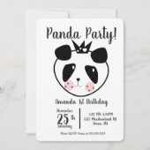 かわいいパンダの1歳の誕生日 招待状 (正面)