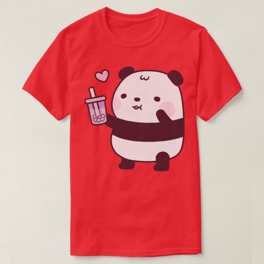 かわいいパンダは太郎バブルティーが大好き Tシャツ (デザイン正面)