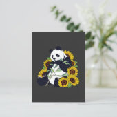 かわいいパンダひまわり恋人きれいな花 ポストカード (スタンド正面)