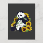 かわいいパンダひまわり恋人きれいな花 ポストカード (正面)