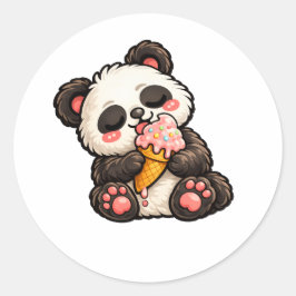 かわいいパンダアイスクリーム ラウンドシール