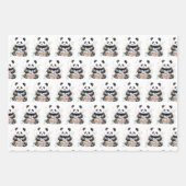かわいいパンダイースターウォーターカラーフローラ ラッピングペーパーシート (正面)