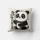 かわいいパンダウィズバンブーイラストレーション クッション (裏面)