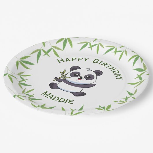 かわいいパンダキディ誕生日パーティー用品 ペーパープレート (アングル)