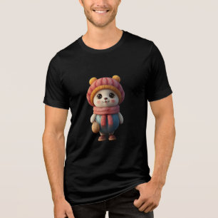 かわいいパンダキャラクターインウィンターコーディネート – Cozy Carto トライブレンドTシャツ