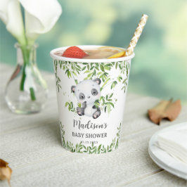 かわいいパンダクマかわいいカブ竹の緑の赤ちゃんシャワー 紙コップ