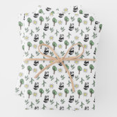 かわいいパンダクマ動物の竹林サンシャイン ラッピングペーパーシート (インサイチュ)