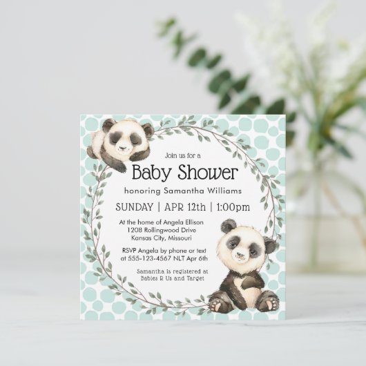 かわいいパンダクマ広場ベビーシャワー 招待状 (スタンド正面)