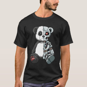 かわいいパンダクマ怖いロボットの熱狂的な動物の愛 Tシャツ