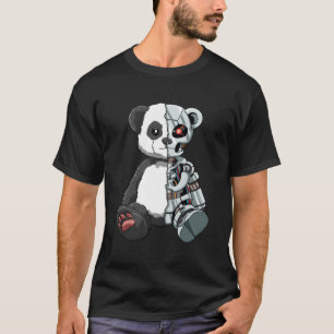 かわいいパンダクマ怖いロボットの熱狂的な動物の愛 Tシャツ