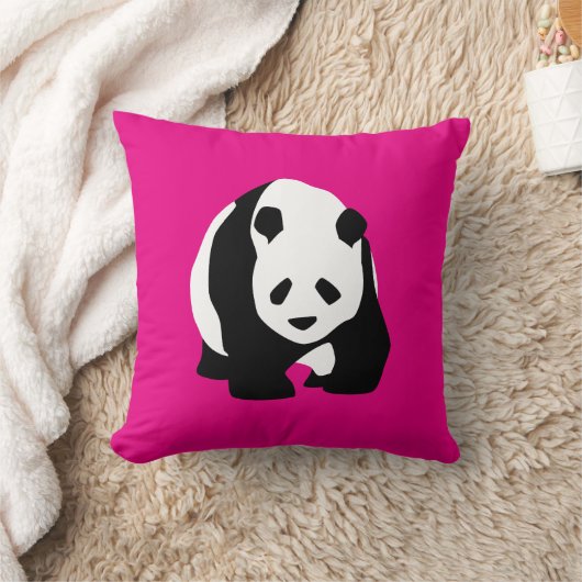 かわいいパンダクマ熱いピンクの明るい赤紫色動物園の野生動物の贈り物 クッション (ブランケット)