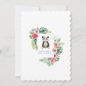 かわいいパンダクマ熱帯の花フレームベビーシャワー 招待状 (裏面)