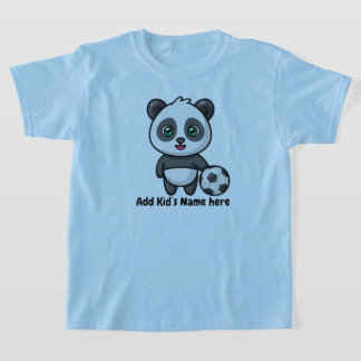 かわいいパンダサッカーサッカーカスタムの子供の名前 Tシャツ
